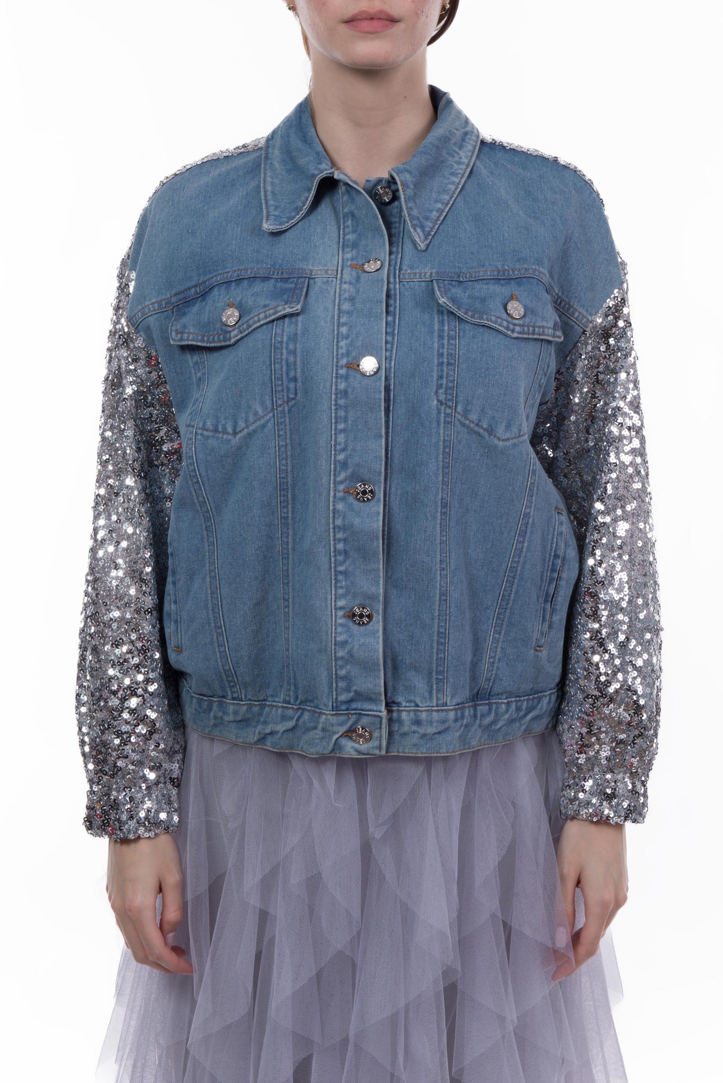 Giacca jeans con paillettes Tensione In