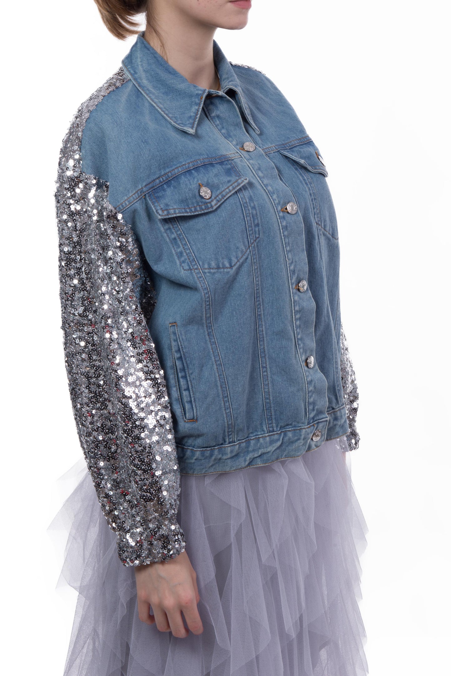 Giacca jeans con paillettes Tensione In