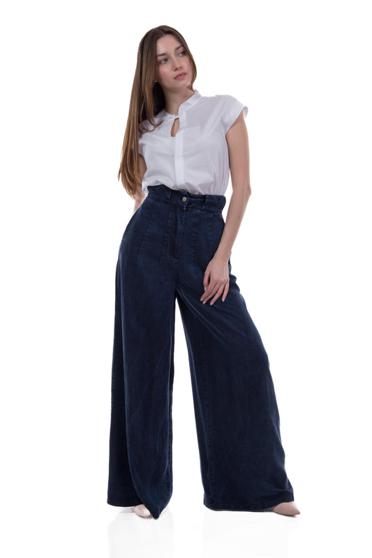 Pantalone vita alta denim Tensione In